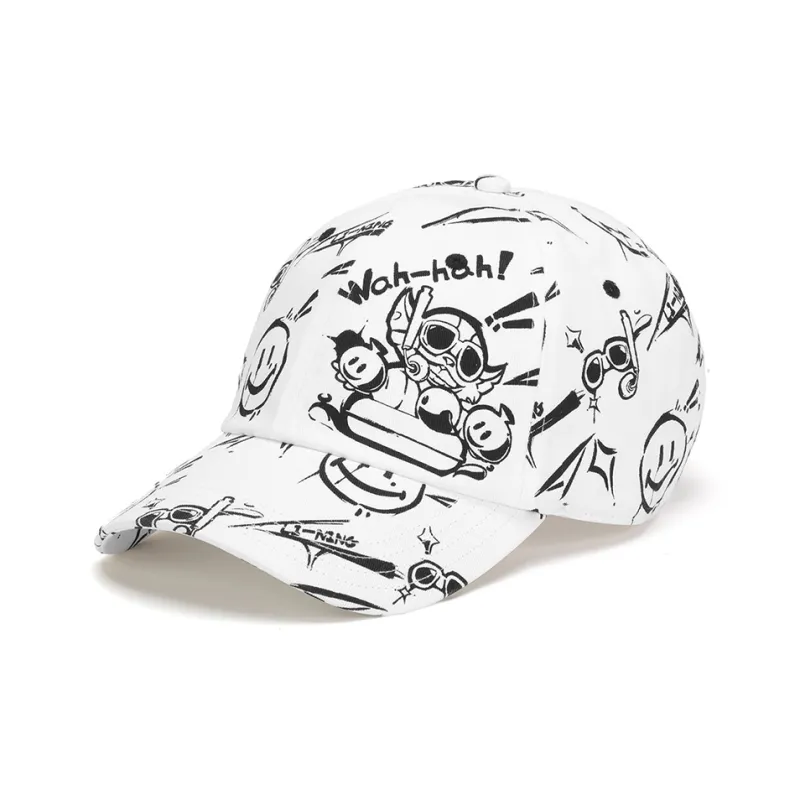 LiNing Cotton Polyester Baseball Caps Unisex Black/White/White All Over Print-4
