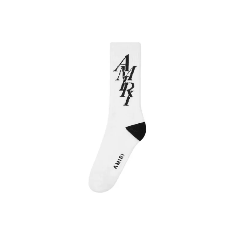 AMIRI Stack Sock Mid-Calf Socks Men's 1 Pack White-1