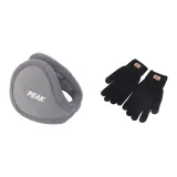 Black Touchscreen Glove+Gray Thermal Earmuff