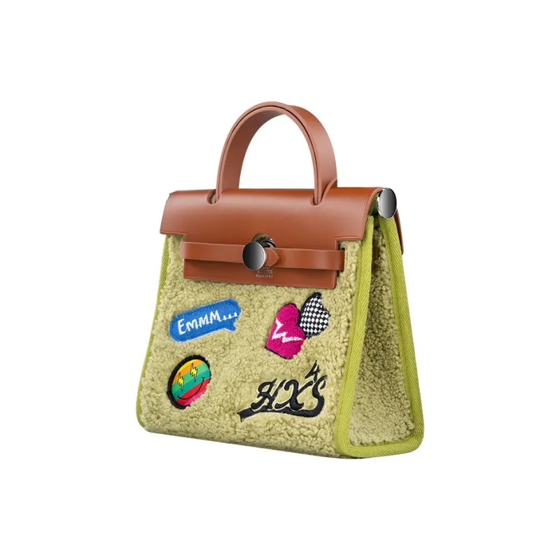 HXXXXS Cow Leather Shoulder Bag, Crossbody Bag Trumpets Women's Cream White/Milk Tea Brown/Raspberry/Moss Green-7
