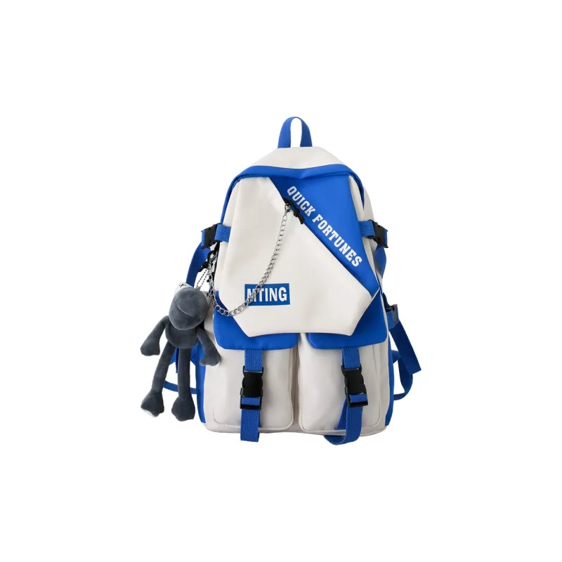 Deli Bear Nylon Fabric Backpack Regular Unisex Cyan/Blue/Gray/Black-6