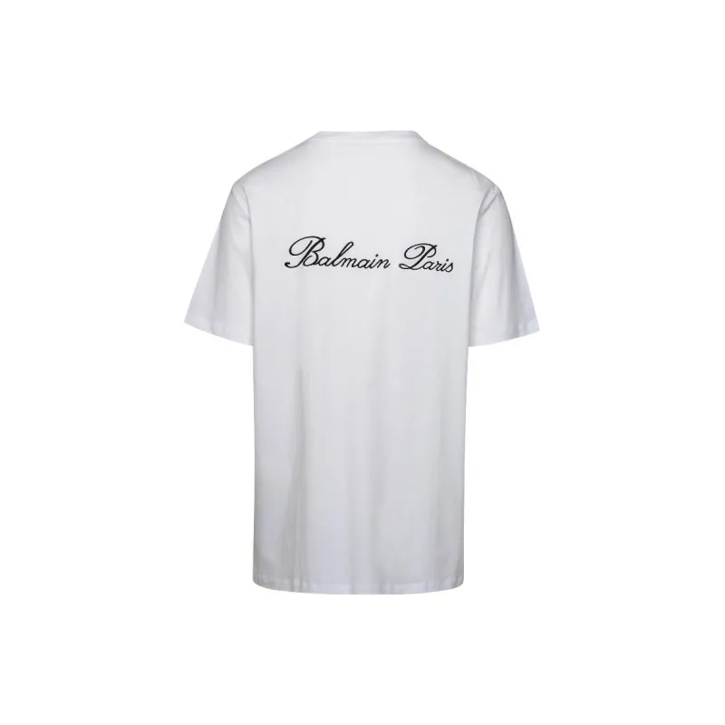 BALMAIN Logo Embroidered Crewneck T Shirt-1
