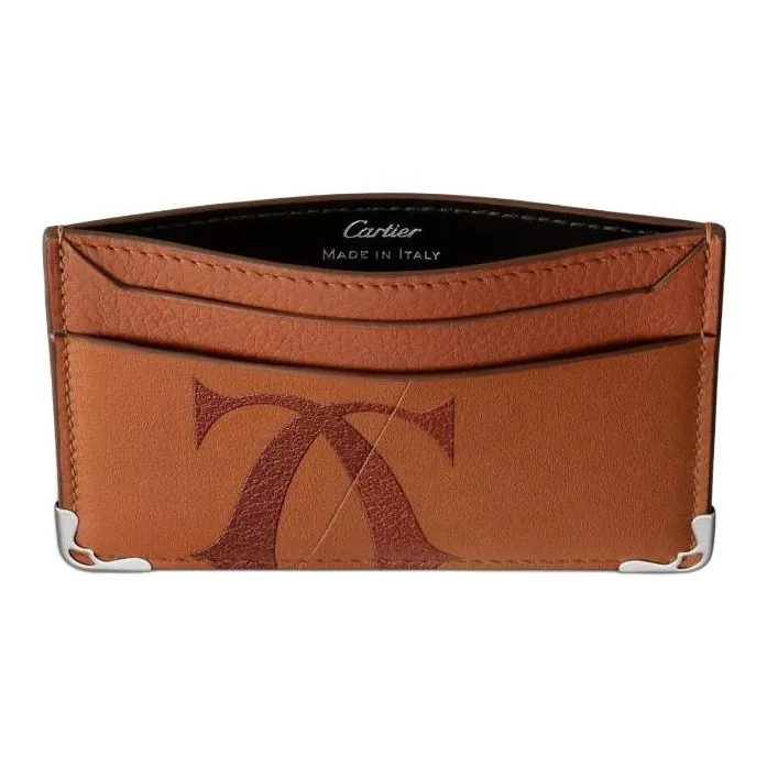 CARTIER Must De Cartier Calfskin Card Clip Card Holder Women's Brown-2