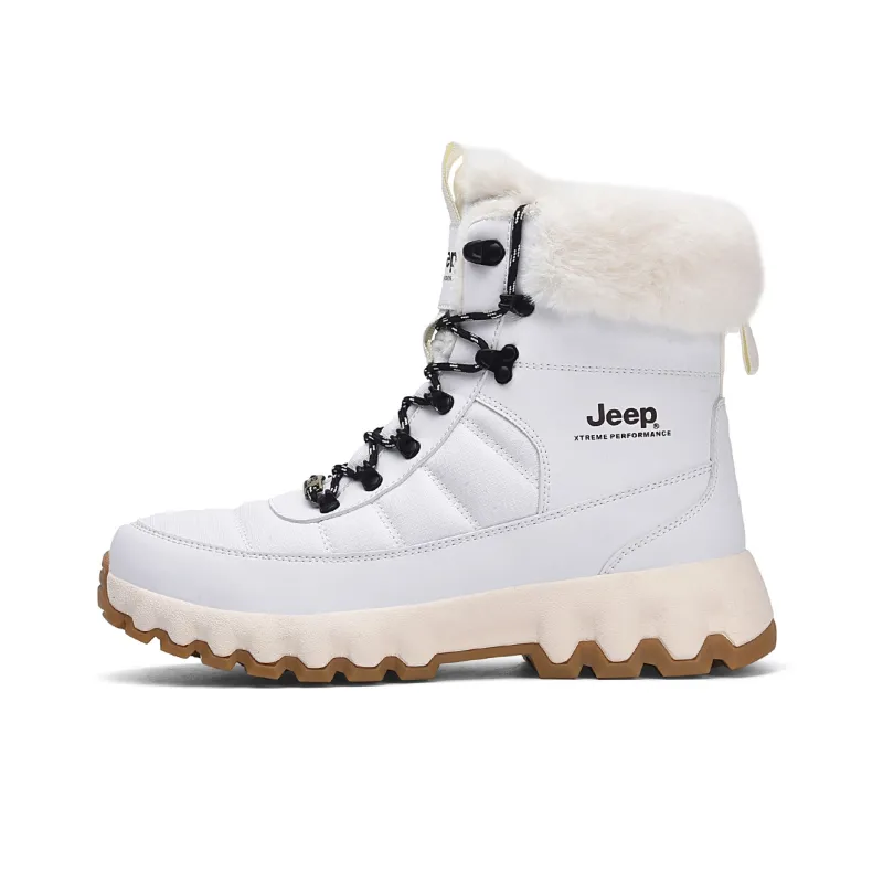Jeep Warm Wear Resistant Slip Resistant Crew Snow Boots Unisex White-0