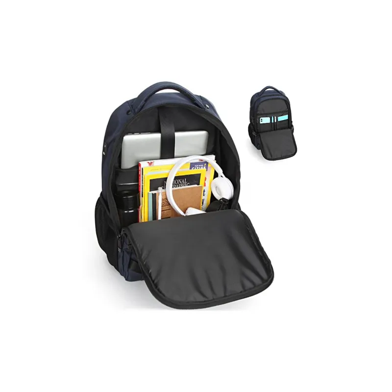 SUISSEWIN Polyester Student Backpack Laptop Bag Regular Unisex Black/Blue-1