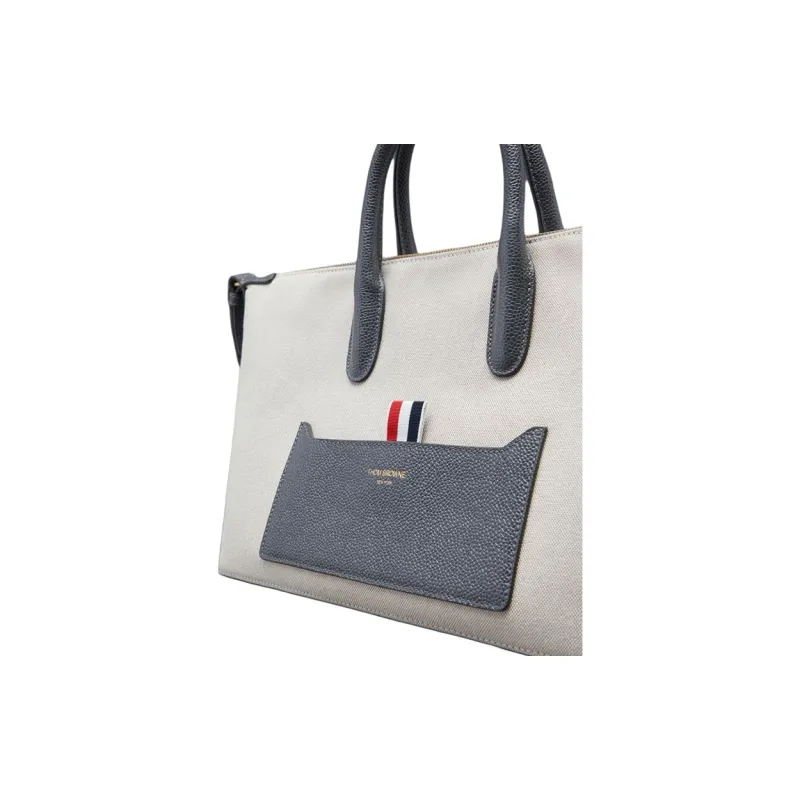 THOM BROWNE Logo Printed Zipped Tote Bag-4