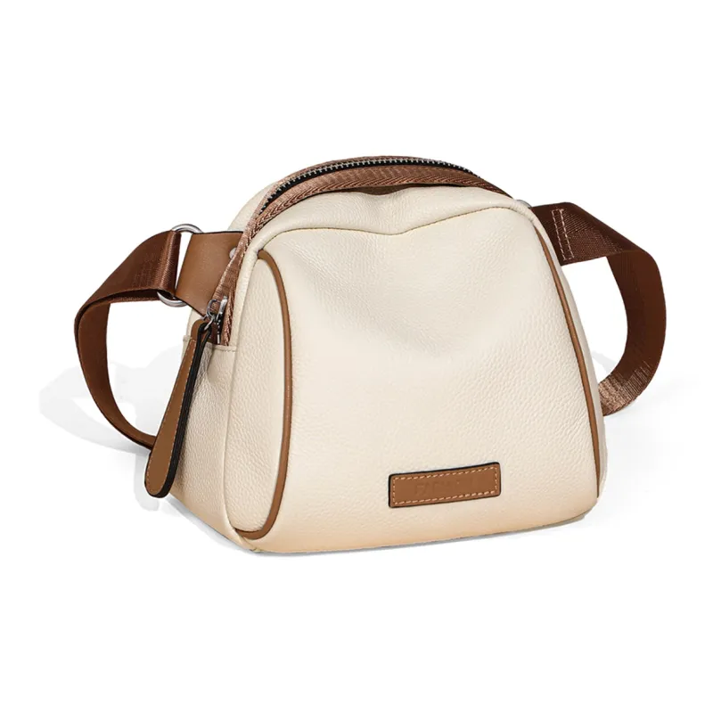 COMELY Cow Leather With Synthetic Leather Dome Bag, Crossbody Bag, Shoulder Bag Regular Women's Ecru-3