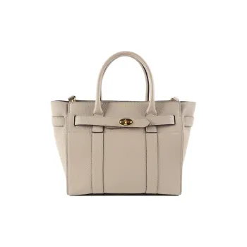 Mulberry Bayswater Grained Leather Shoulder Bag Crossbody Bag Handbag Small Size Women's Light Brown