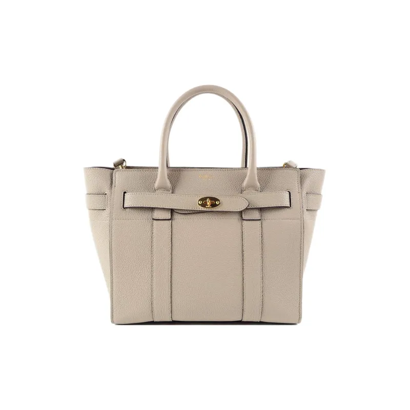 Mulberry Bayswater Grained Leather Shoulder Bag Crossbody Bag Handbag Small Size Women's Light Brown-0