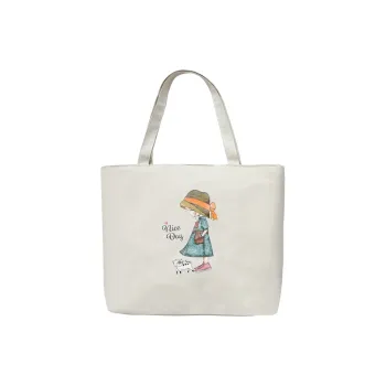 OUZIHUANG Canvas Tote Bag Shopping Bag Canvas Bag Handbag Shoulder Bag Large Size Women's White