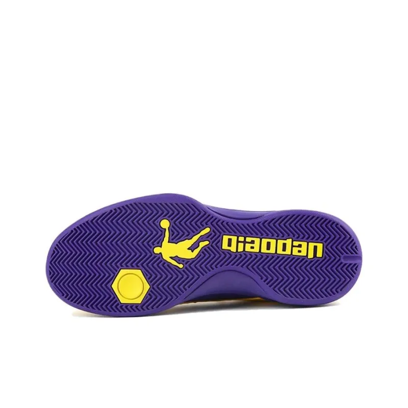QIAODAN Shock Absorbers High Top Basketball Shoes Men's Purple Yellow-2