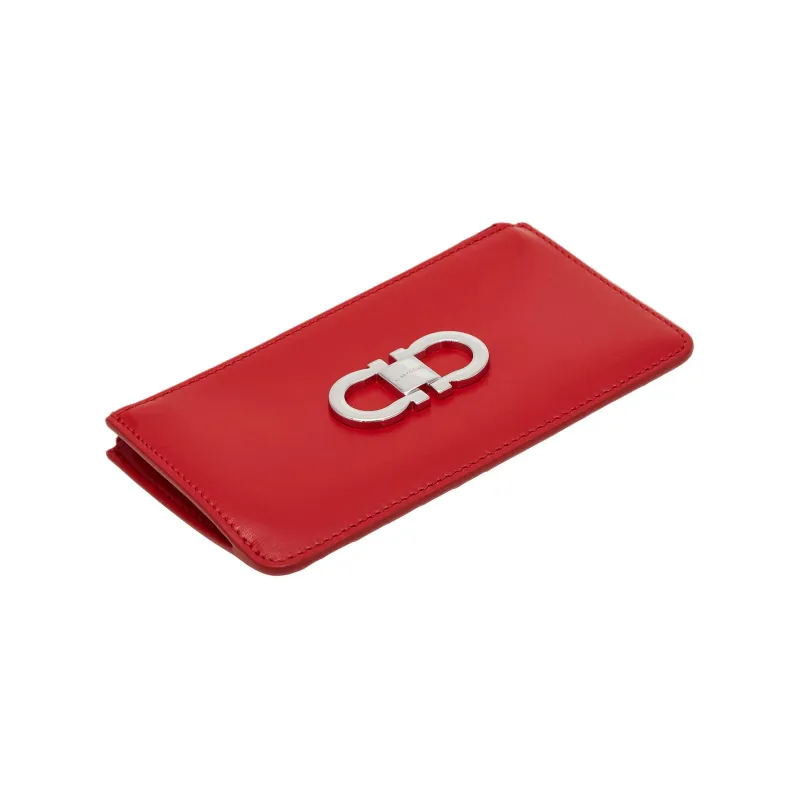 FERRAGAMO Palm Calfskin Wallet, Card Holder Regular Women's Flame Red-1