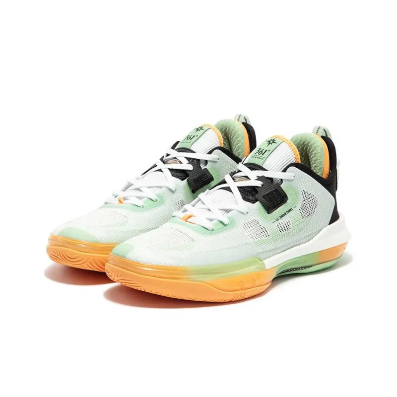361° Ultra Star 1.0 Pro Pro Anti Slip Wear Resistant Low Top Basketball Shoes Men's White Fig Green-2