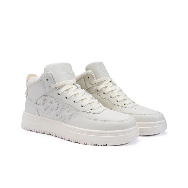 Seattle Palm Anti Slip Wear Resistant High Top Skateboard Shoes Men's White-3