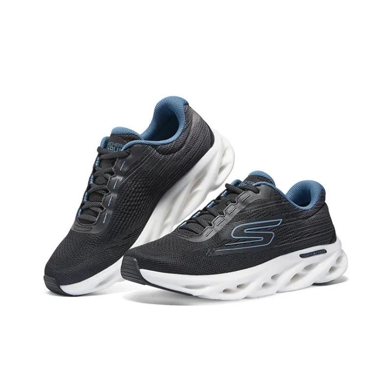 Skechers GO RUN Swirl Tech Speed Breathable Anti Slip And Wear Resistant Low Top Running Shoes Women's Black-3