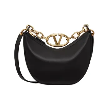 Valentino Vlogo Moon Soft Sheepskin Hobo Bag Crossbody Bag Shoulder Bag Women's Black