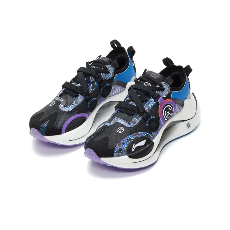LiNing Jueying CRC Running Shoes Women's Low Top Black/Fluorescent Grape Purple-2