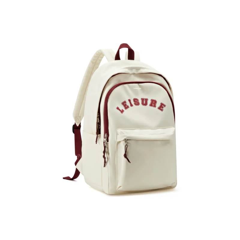 LANDCASE Fabric Laptop Backpack Unisex Burgundy/Black/Blue/Red White-3