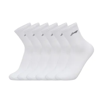 LiNing Fitness Series Mid Calf Socks Unisex 6 Pack White