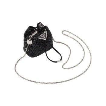 PRADA Satin Handheld Crossbody Bag Shoulder Bag Mini Women's Black