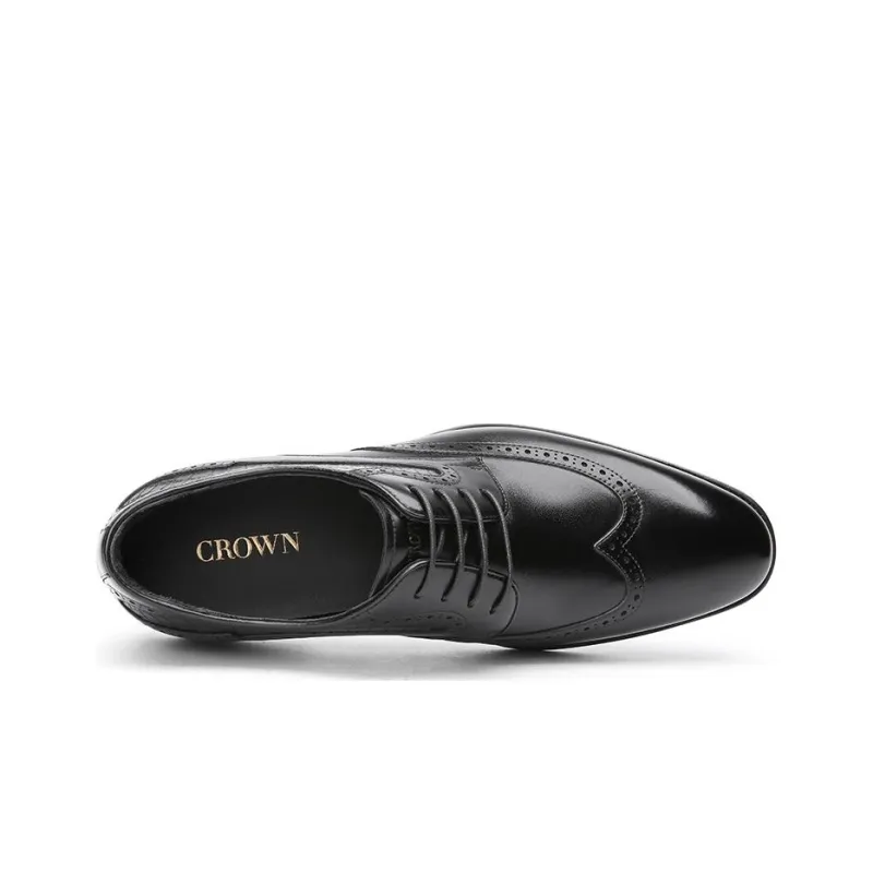 CROWN Dress Shoes Men Low Top Black/Brown-2