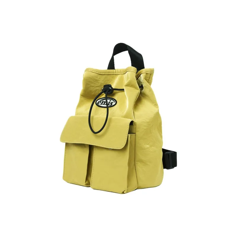 Emis Polyurethane Backpack Mini Unisex Mustard Yellow-1