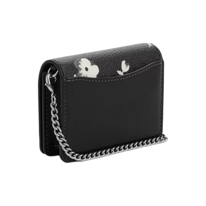 COACH Canvas With Leather Chain Bag, Shoulder Bag, Crossbody Bag, Wallet Mini Women's Black-1