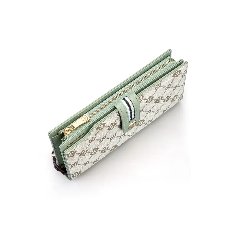 WilliamPOLO PVC Wallet Medium Size Women's Green/White/Dusty Pink-6