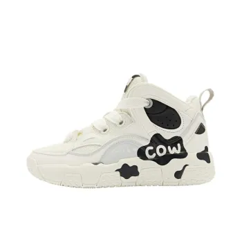 QIAODAN Anti Slip Wear Resistant Mid Top Basketball Shoes Women's Black White