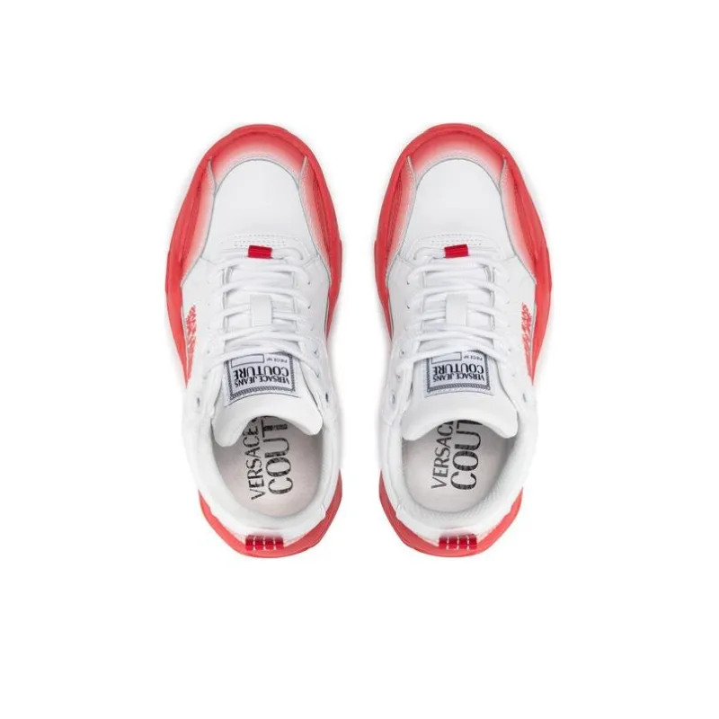 VERSACE JEANS Couture Anti Slip Wear Resistant Casual Shoes Women's White Red-4