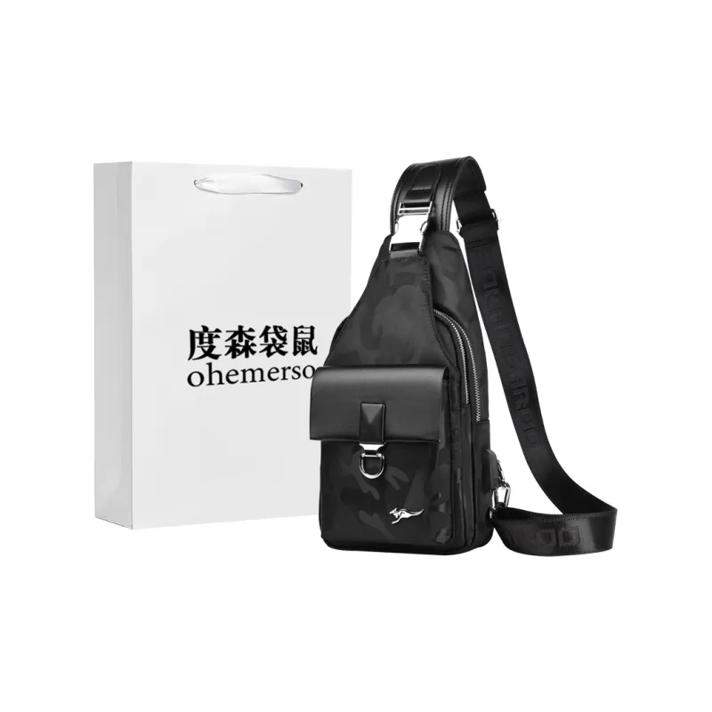 Dusen Kangaroo Oxford Sling Bag Regular Unisex Black/Silver Gray/Sapphire Blue/Camouflage Black-9