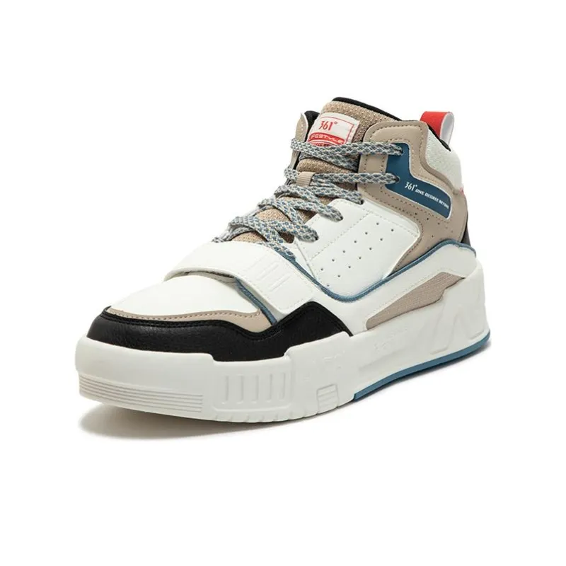 361° Slip-Resistant Breathable High-Top Skateboard Shoes Men's Black White Brown-1