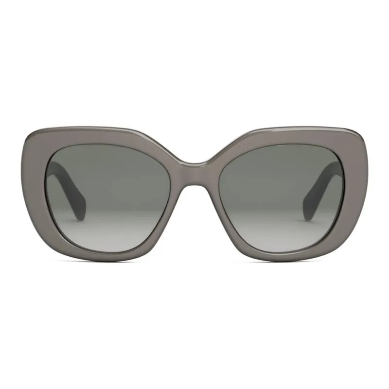 CELINE Acetate Irregular Shape Sunglasses Women's Gray-0