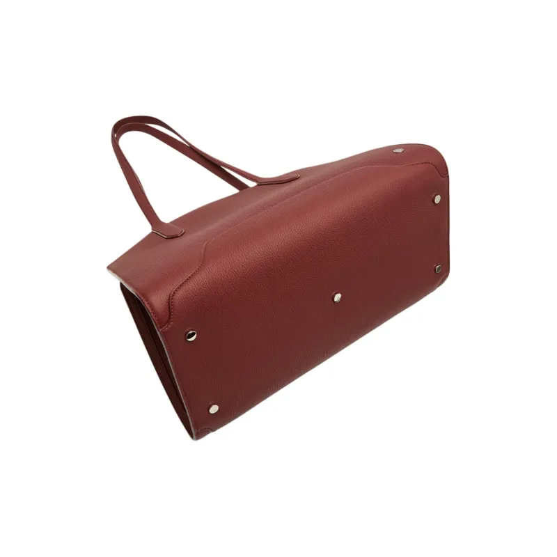 Loro Piana Sesia Grained Calfskin Tote Bag Shopping Bag Handbag Extra Large Women's Burgundy-2