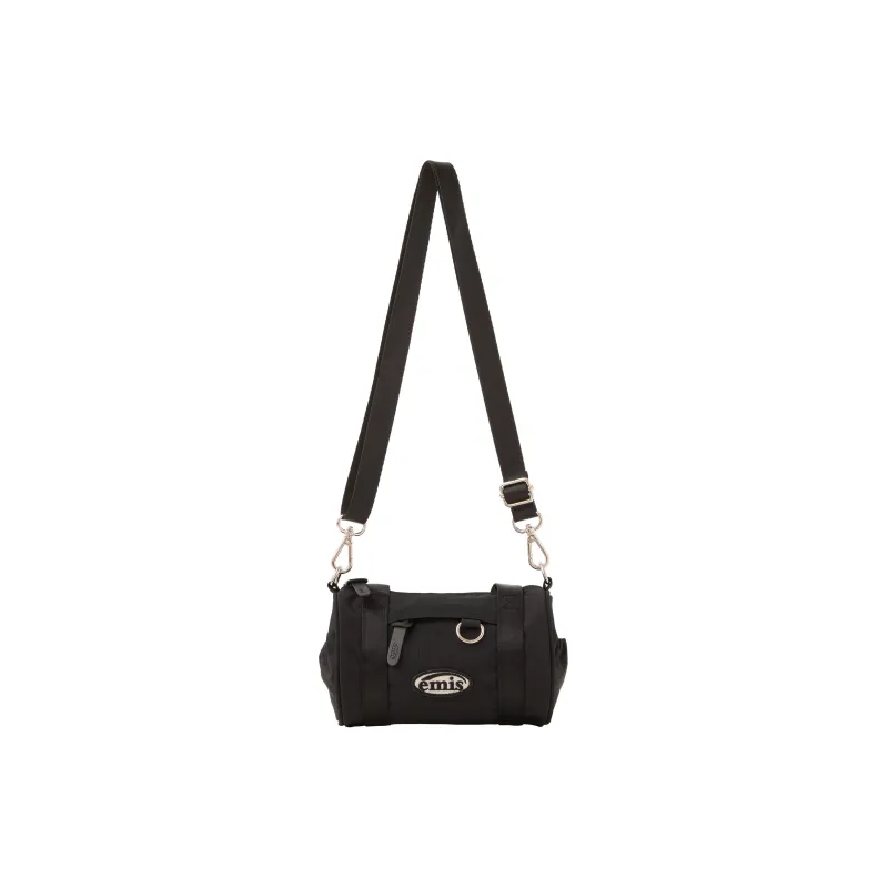 Emis Nylon Cylinder Bag, Crossbody Handbag, Shoulder Bag Unisex Black-3