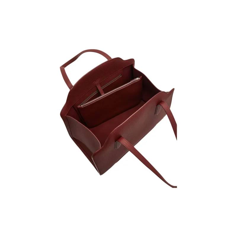 Loro Piana Sesia Grained Calfskin Tote Bag Shopping Bag Handbag Extra Large Women's Burgundy-3
