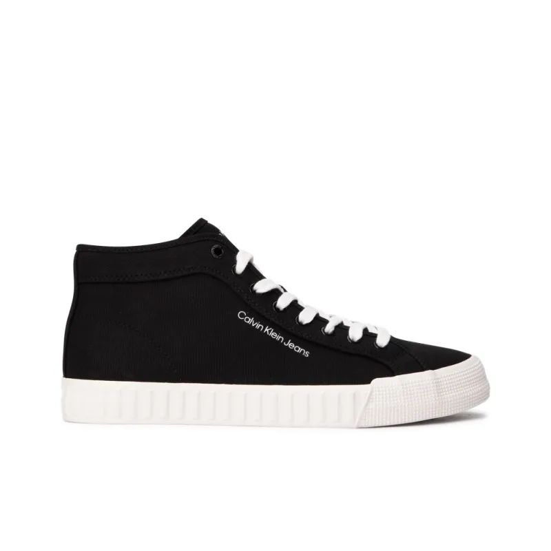 CKJ CALVIN KLEIN JEANS High-Top Canvas Shoes Men's Space Black-1