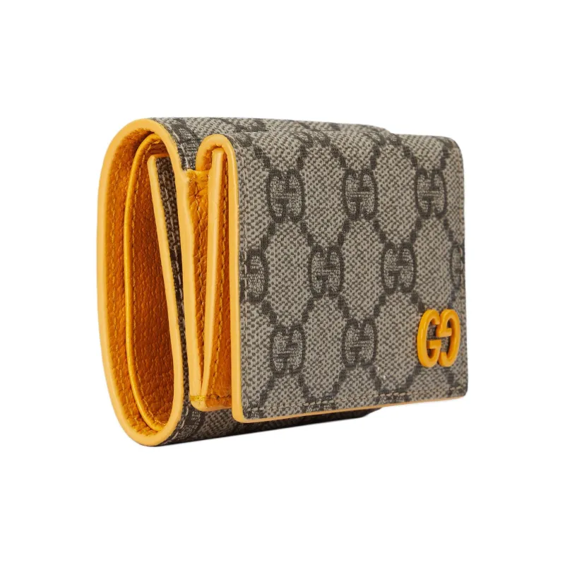 GUCCI Canvas With Leather Wallet Mini Men's Beige & Ebony-1