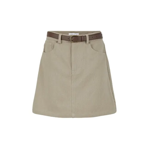 URBAN REVIVO Denim Short Skirts Women's Khaki