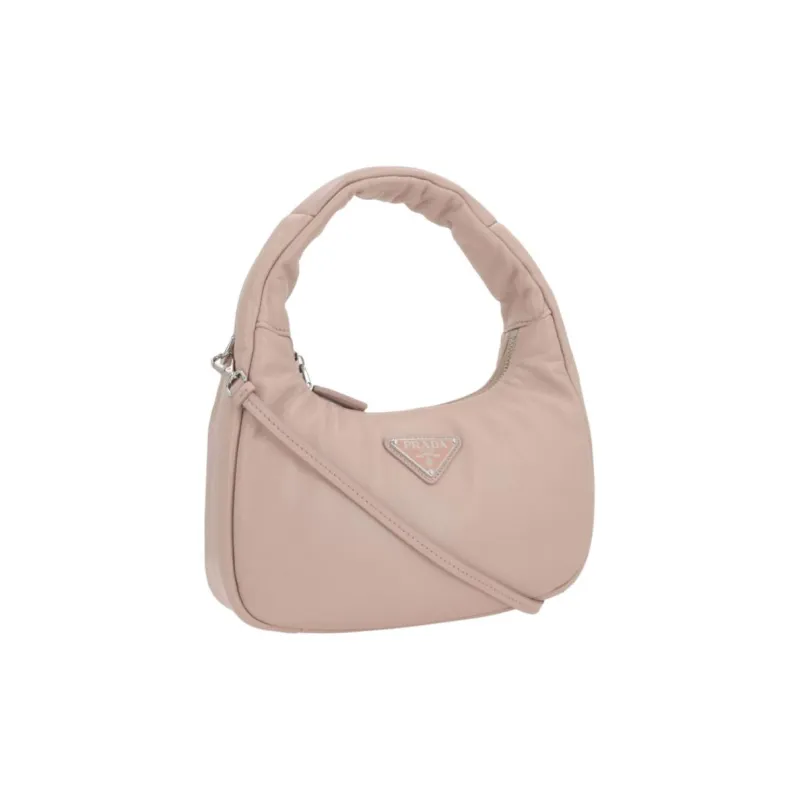 PRADA Lambskin Crossbody One Shoulder Handbag Women's Beige Pink-1