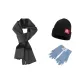 Dark Gray Scarf+Lake Blue Glove+Hats & Caps