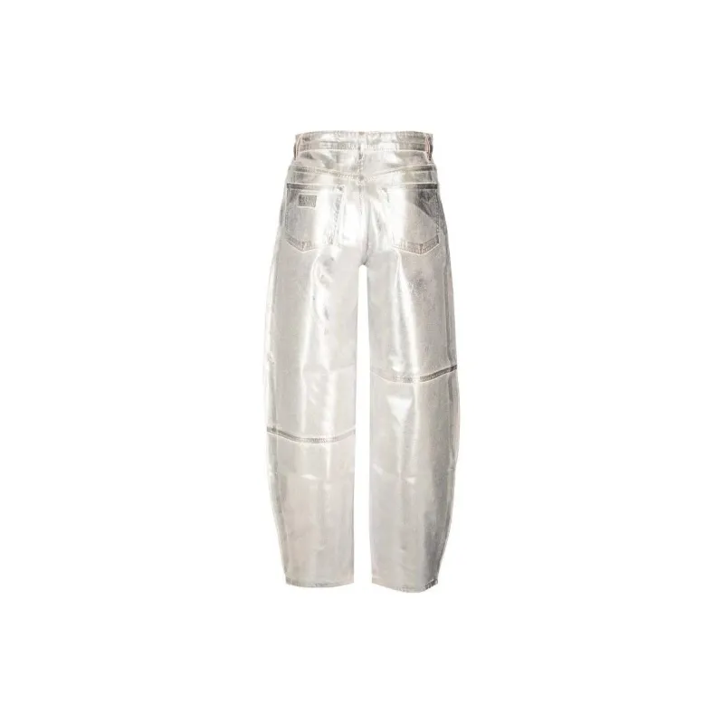 GANNI Metallic Finish Tapared Jeans-1