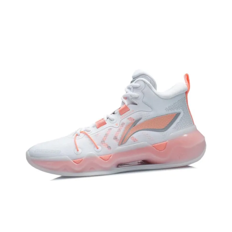 LiNing Liren 2 Cushioning Anti Slip And Wear Resistant Coverage Support Mid Top Basketball Shoes Men's White Orange-2