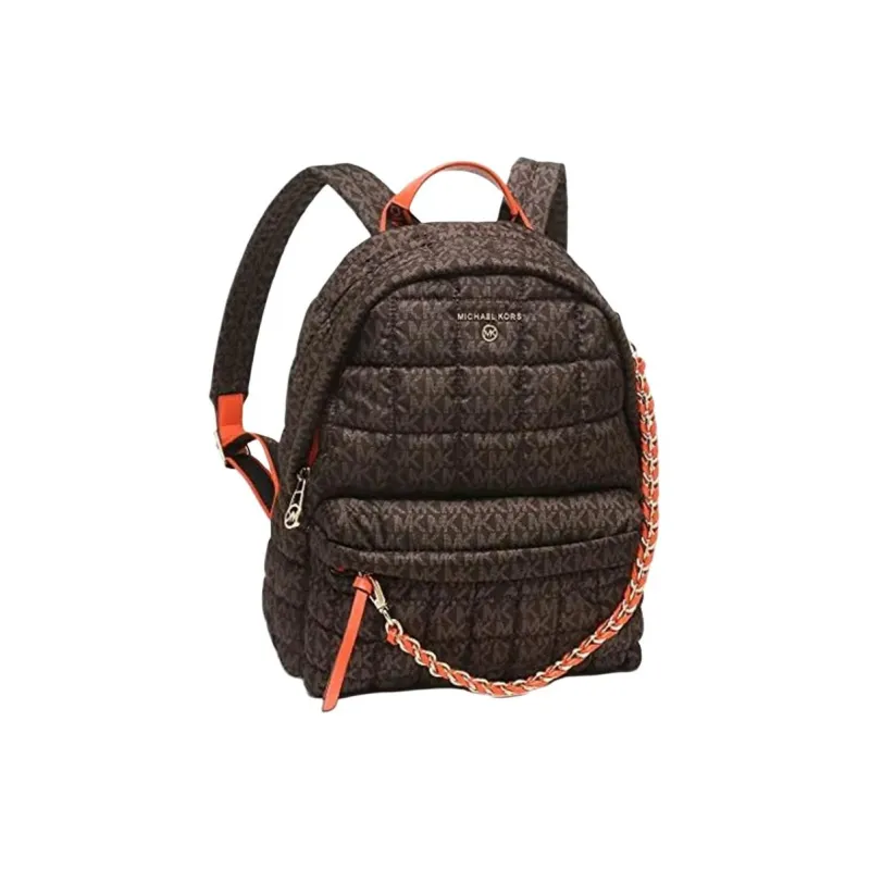 MICHAEL KORS Slater Nylon Fabric Backpack Medium Size Women's Dark Brown With Orange Accents-1