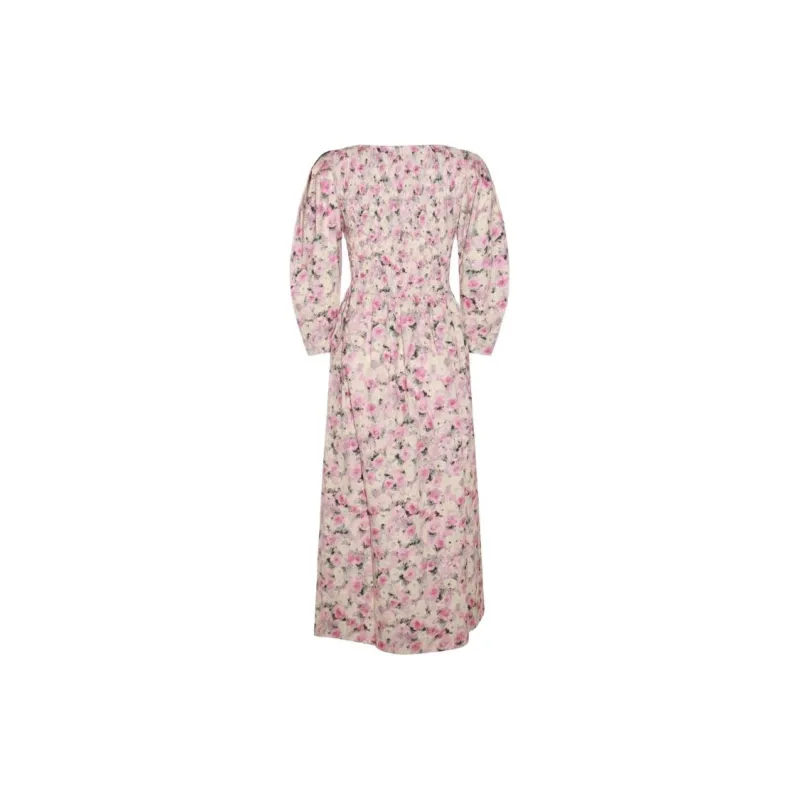 GANNI Floral Printed Square Neck Midi Dress-1