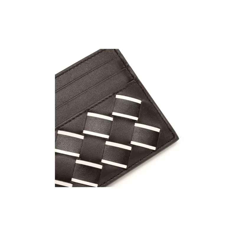 Bottega Veneta Calfskin Card Holder Men's Brown & White-4