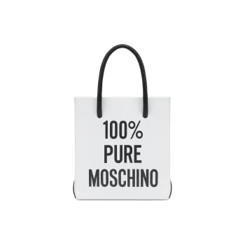 MOSCHINO Calfskin Tote Bag Shopping Bag Shoulder Bag Crossbody Bag Handbag Mini Women's White