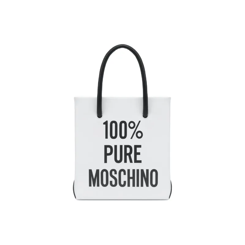 MOSCHINO Calfskin Tote Bag Shopping Bag Shoulder Bag Crossbody Bag Handbag Mini Women's White-0