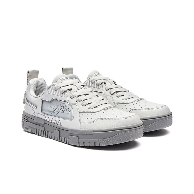 Erke Shimmer Slip Resistant Cushioning Wear Resistant Lightweight Low Top Skateboard Shoes Men's Cool Gray-2