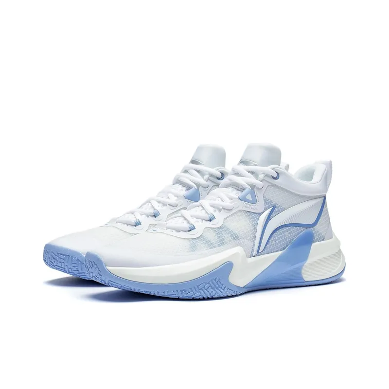 LiNing Cushioning, Slip Resistant, Abrasion Resistant, Breathable Coverage Low Top Basketball Shoes Men's White Blue-2